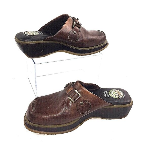 Earth Shoe Gelron 2000 Womens Brown Leather Clog Mules Slip On Daphne US 5.5 - Picture 10 of 12